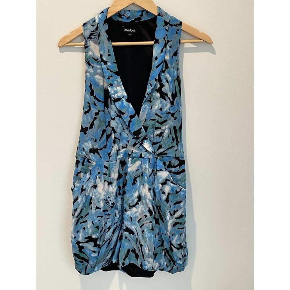 Bebe Teal V-neck Sleeveless Romper Size XXS